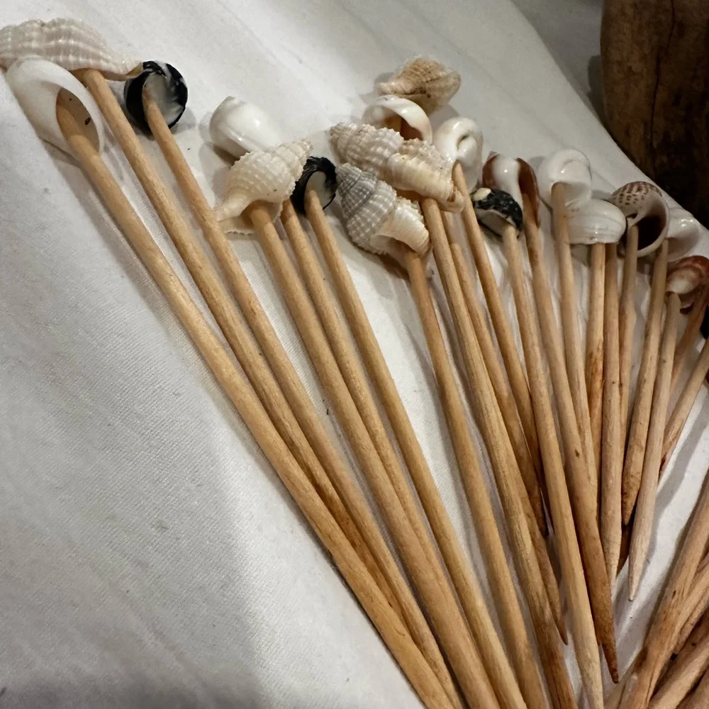Sea Shell Skewers with Burlap Holder